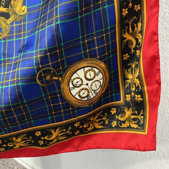 Art of the Scarf Tie Rack Clock Plaid Scarf Silk Made in Italy Timepieces - Picture 5 of 8